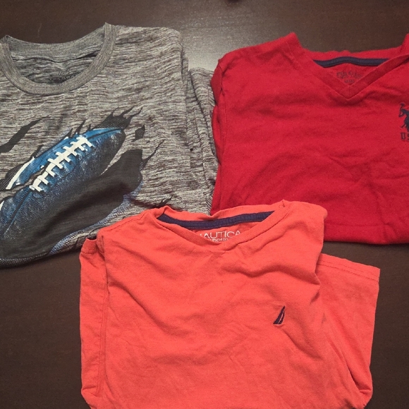 Nautica Kids' Gray, Red, and Orange Long Sleeve Tees - Picture 1 of 5